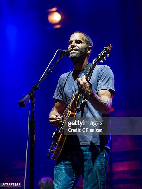 Jack Johnson performs on the Sunset Cliffs Stage during the 2016 KAABOO Del Mar at the Del Mar Fairgrounds on September 18, 2016 in Del Mar,...