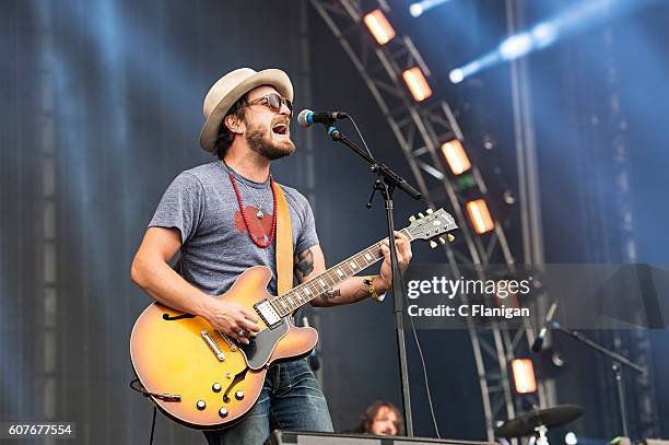 Taylor Burns of The Wild Feathers performs on the Sunset Cliffs Stage during the 2016 KAABOO Del Mar at the Del Mar Fairgrounds on September 18, 2016...