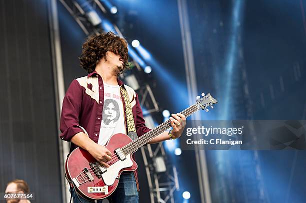 Joel King of The Wild Feathers performs on the Sunset Cliffs Stage during the 2016 KAABOO Del Mar at the Del Mar Fairgrounds on September 18, 2016 in...