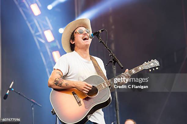 Ricky Young of The Wild Feathers performs on the Sunset Cliffs Stage during the 2016 KAABOO Del Mar at the Del Mar Fairgrounds on September 18, 2016...