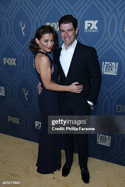 Max Greenfield and wife Tess Sanchez attend the FOX Broadcasting Company, FX, National Geographic and Twentieth Century Fox Television's 68th...