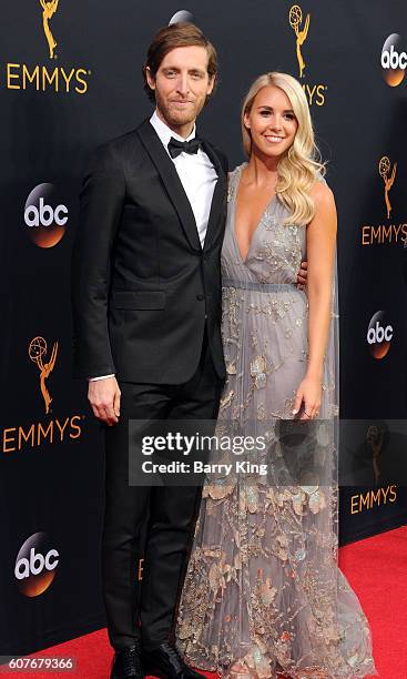 Actor Thomas MIddleditch and Mollie Gates attend the 68th Primetime Emmy Awards at Microsoft Theater on September 18, 2016 in Los Angeles, California.