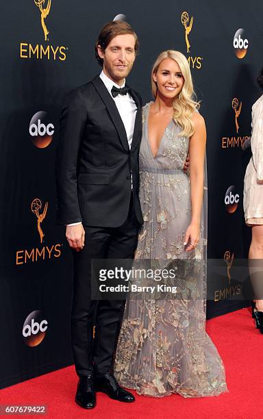 Actor Thomas MIddleditch and Mollie Gates attend the 68th Primetime Emmy Awards at Microsoft Theater on September 18, 2016 in Los Angeles, California.