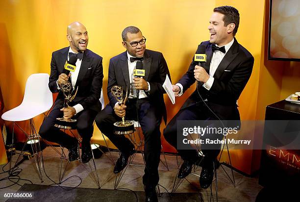 Winner Keegan-Michael Key, Winner Jordan Peele, and Host Dave Karger attend IMDb Live After The Emmys, presented by TCL on September 18, 2016 in Los...