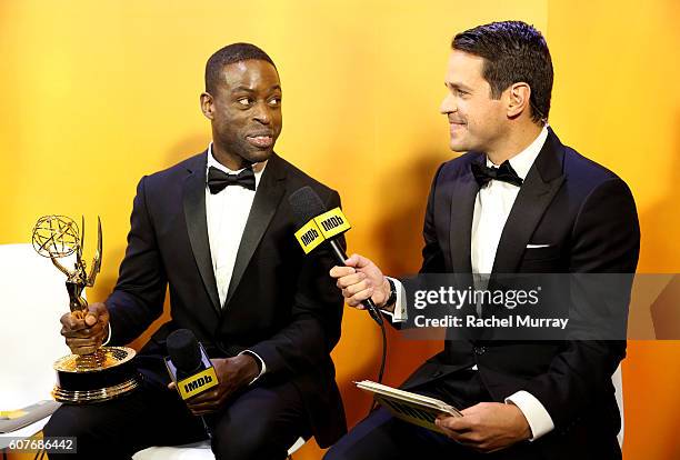 Winner Sterling K. Brown and host Dave Karger attend IMDb Live After The Emmys, presented by TCL on September 18, 2016 in Los Angeles, California.