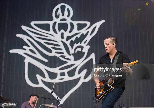 Musician Jason Isbell performs on the Sunset Cliffs Stage during the 2016 KAABOO Del Mar at the Del Mar Fairgrounds on September 18, 2016 in Del Mar,...