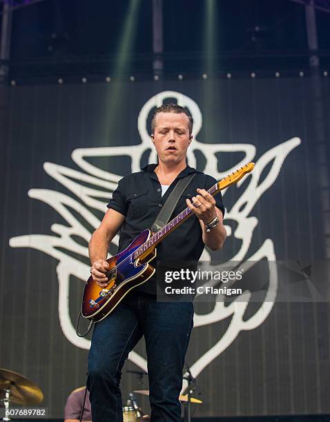 Musician Jason Isbell performs on the Sunset Cliffs Stage during the 2016 KAABOO Del Mar at the Del Mar Fairgrounds on September 18, 2016 in Del Mar,...