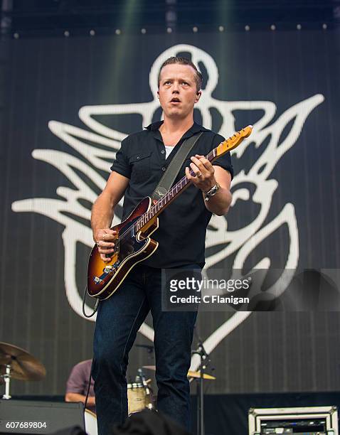 Musician Jason Isbell performs on the Sunset Cliffs Stage during the 2016 KAABOO Del Mar at the Del Mar Fairgrounds on September 18, 2016 in Del Mar,...