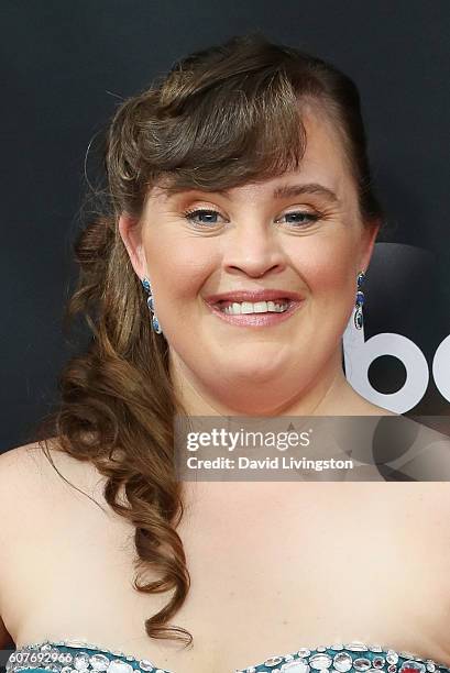 Actress Jamie Brewer arrives at the 68th Annual Primetime Emmy Awards at the Microsoft Theater on September 18, 2016 in Los Angeles, California.