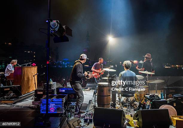 Musician Jack Johnson and guests perform on the Sunset Cliffs Stage during the 2016 KAABOO Del Mar at the Del Mar Fairgrounds on September 18, 2016...