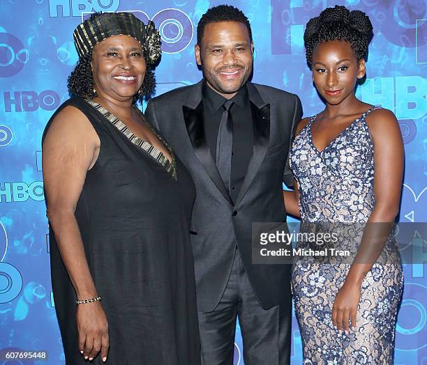 Doris Hancox, Anthony Anderson and Kyra Anderson arrive at HBO's Post Emmy Awards reception held at The Plaza at the Pacific Design Center on...
