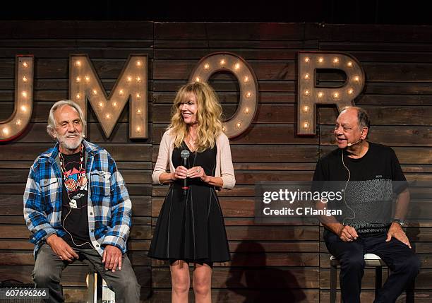 Comedians Tommy Chong, Shelby Chong, and Cheech Marin perform on the Humor Me Stage during the 2016 KAABOO Del Mar at the Del Mar Fairgrounds on...