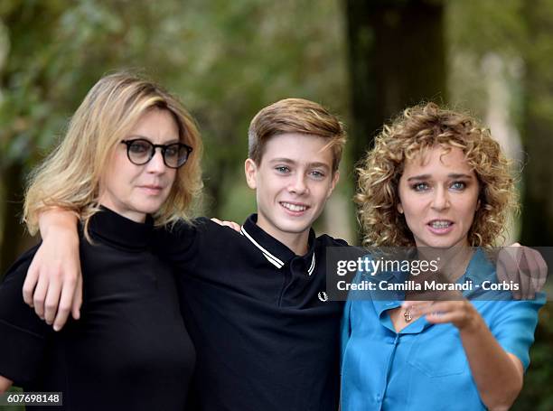 Valeria Golino, Andrea Pittorino and Margherita Buy attend a photocall for 'La Vita Possibile' on September 19, 2016 in Rome, Italy.