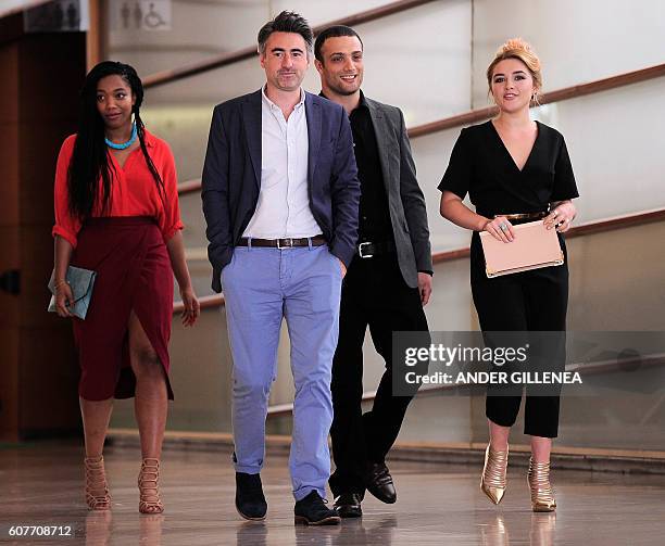 British film director William Oldroyd arrives with British actress Naomi Ackie, US actor and singer Cosmo Jarvis and British actress Florence Pugh...