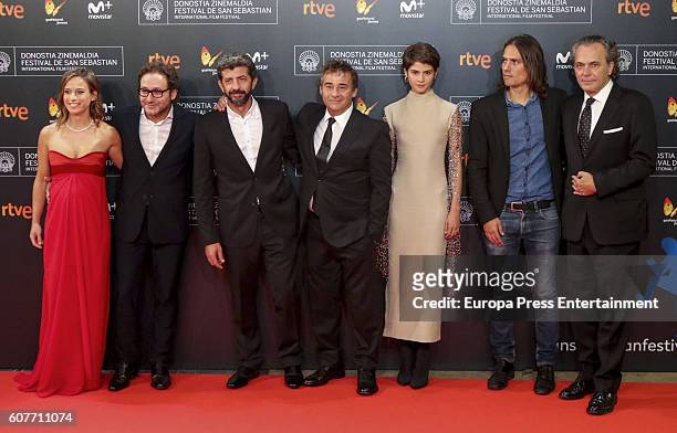 Marta Etura, Carlos Santos, Alberto Rodriguez, Eduard Fernandez, Alba Galocha, Jose Coronado attend 'El Hombre De las Mil Caras' premiere at the...