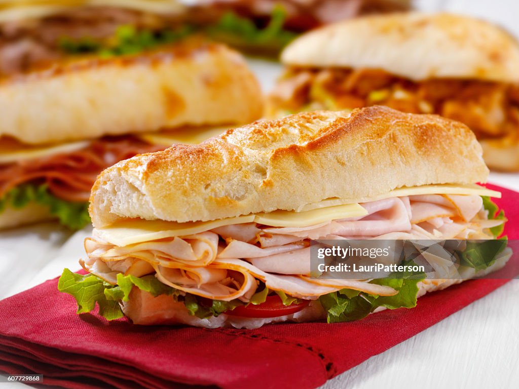 Turkey and Cheese Sandwich on a Ciabatta Bread