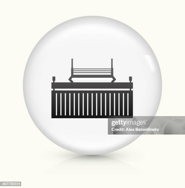shipping icon on white round vector button - loading crates stock illustrations