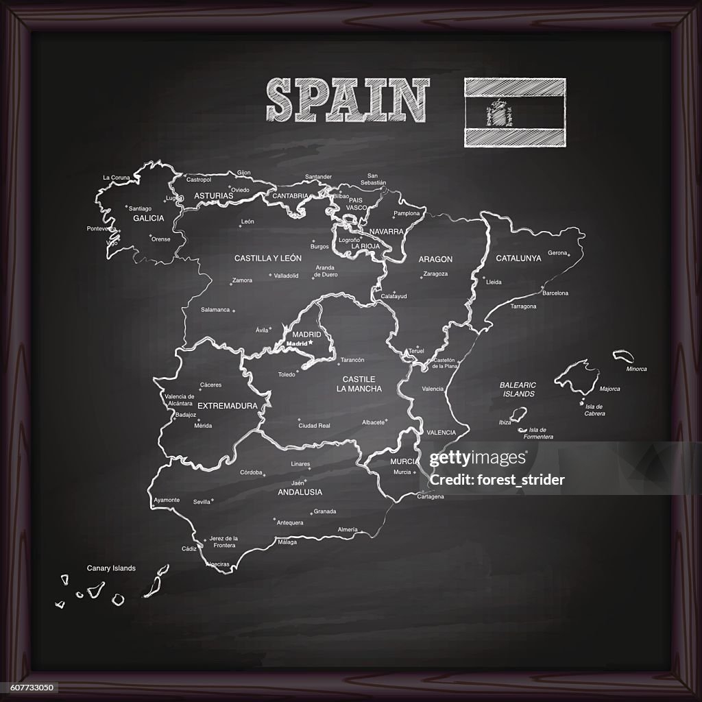 Spain map on chalkboard