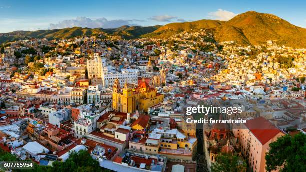 guanajuato panoramic aerial view mexico - guanajuato stock pictures, royalty-free photos & images