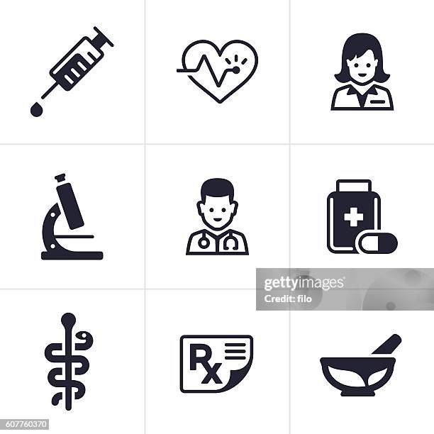 health care and medical icons - medicare supplement stock illustrations