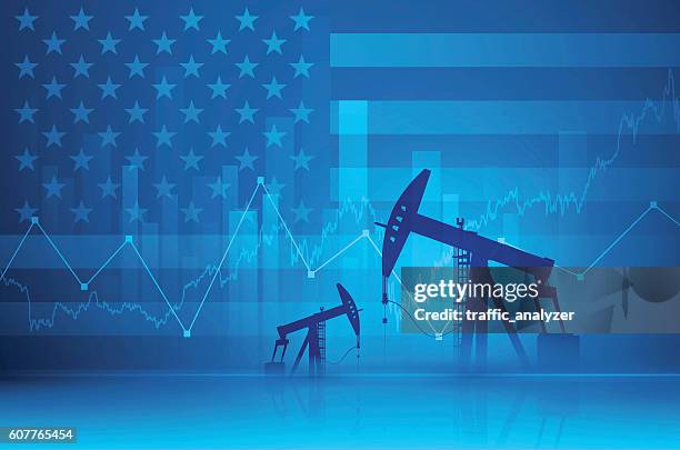 financial background - oil derricks - offshore platform stock illustrations
