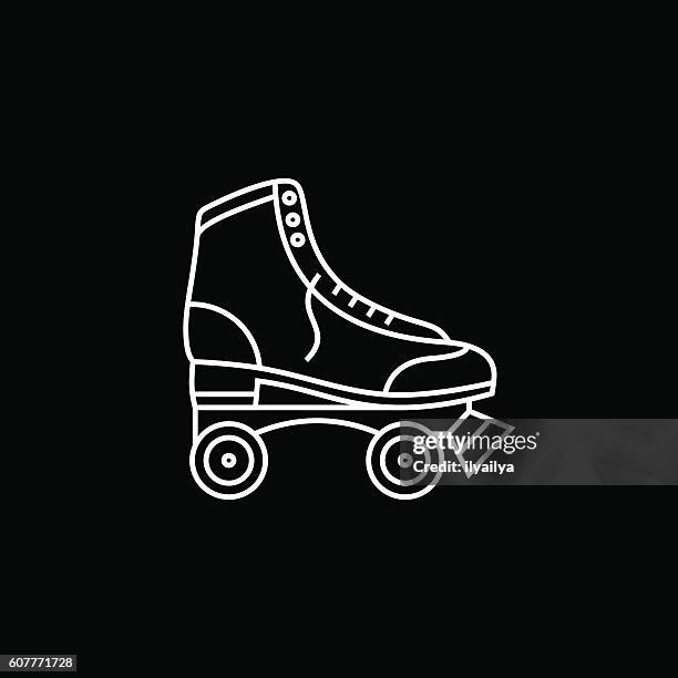 ilustraciones, imágenes clip art, dibujos animados e iconos de stock de icono de patines retro - patinaje sobre ruedas