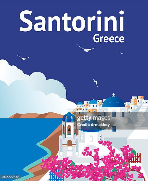 stockillustraties, clipart, cartoons en iconen met santorini - greek islands