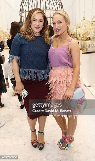 Katy B and Sophia Webster attend the Sophia Webster SS17 Presentation during London Fashion Week at Elms Lesters Gallery on September 19, 2016 in...