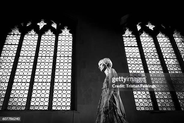 An alternative view of a model walking the runway at the Sharon Wauchob show during London Fashion Week Spring/Summer collections 2017 on September...