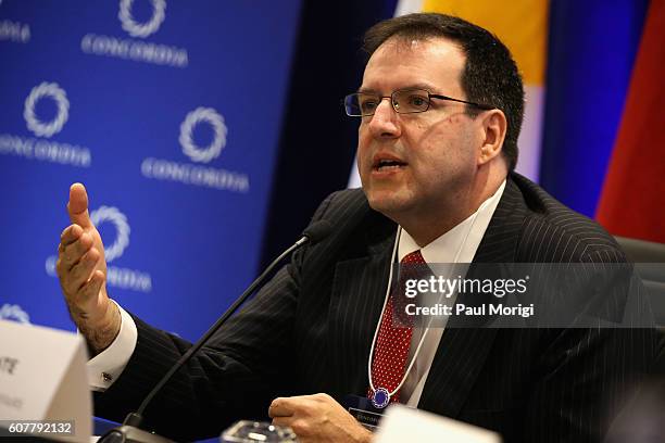 General Counsel to Exiger Daniel Alonso speaks at the 2016 Concordia Summit - Day 1 at Grand Hyatt New York on September 19, 2016 in New York City.