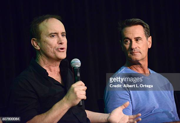 Actors Jeffrey Combs and Bruce Abbott attend Son Of Monsterpalooza held at Los Angeles Marriott Burbank Airport on September 18, 2016 in Burbank,...