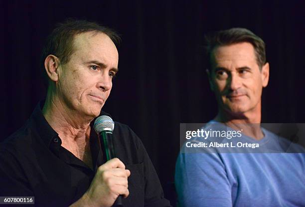 Actors Jeffrey Combs and Bruce Abbott attend Son Of Monsterpalooza held at Los Angeles Marriott Burbank Airport on September 18, 2016 in Burbank,...