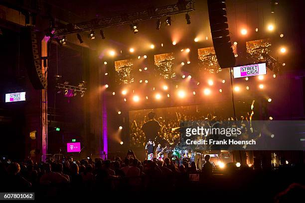 Members of the American band Red Hot Chili Peppers perform live during the 360 degree HD live stream concert as part of the Telekom Street Gigs at...
