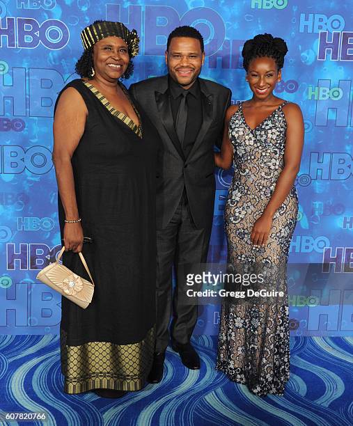 Doris Hancox, Anthony Anderson and Kyra Anderson arrive at HBO's Post Emmy Awards Reception at The Plaza at the Pacific Design Center on September...