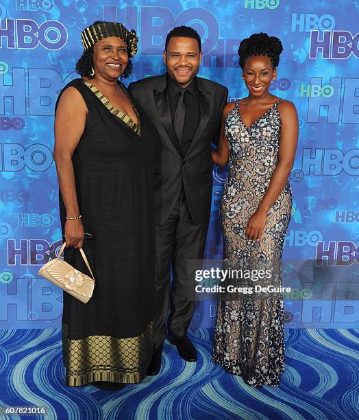 Doris Hancox, Anthony Anderson and Kyra Anderson arrive at HBO's Post Emmy Awards Reception at The Plaza at the Pacific Design Center on September...