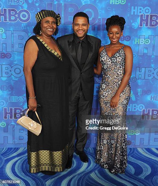 Doris Hancox, Anthony Anderson and Kyra Anderson arrive at HBO's Post Emmy Awards Reception at The Plaza at the Pacific Design Center on September...