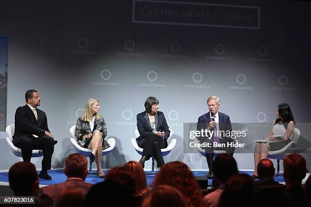 My Brother's Keeper Alliance Blair Taylor, Save the Children President & CEO Carolyn Miles, MasterCard CFO Martina Hund-Mejean, Dean of University of...