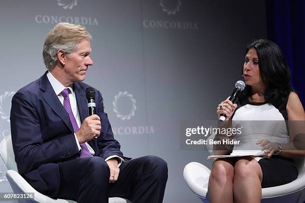 Dean, University of Virginia Darden School of Business Scott C. Beardsley and Yahoo Finance Anchor Alexis Christoforous speak at the 2016 Concordia...