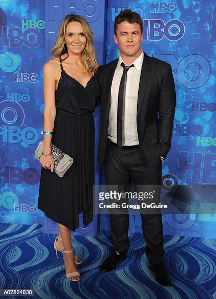 Actor Luke Hemsworth and Samantha Hemsworth arrive at HBO's Post Emmy Awards Reception at The Plaza at the Pacific Design Center on September 18,...