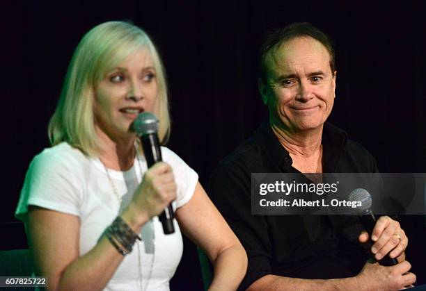 Actress Babara Crampton and actor Jeffrey Combs attend Son Of Monsterpalooza held at Los Angeles Marriott Burbank Airport on September 18, 2016 in...