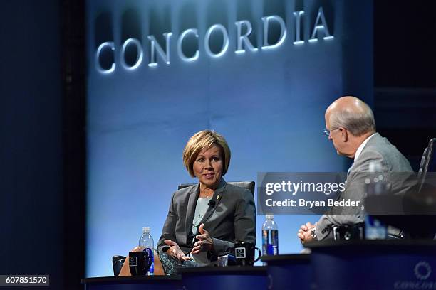 City Manager of San Antonio, State of Texas Sheryl Sculley and former U.S. Comptroller General Hon. David M. Walker speak at the 2016 Concordia...