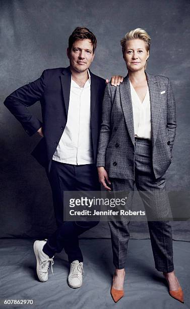 Director Thomas Vinterberg and actress Trine Dyrholm of the film, 'The Commune' pose for a portraits on September 17, 2016 in Toronto, Ontario.