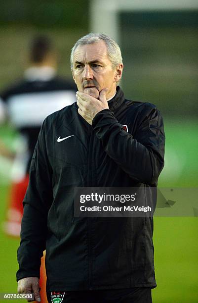 Donegal , Ireland - 19 September 2016; Cork City manager John Caulfield before the SSE Airtricity League Premier Division match between Finn Harps...