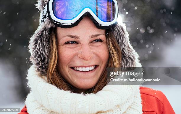 winter smile - face snow stock pictures, royalty-free photos & images