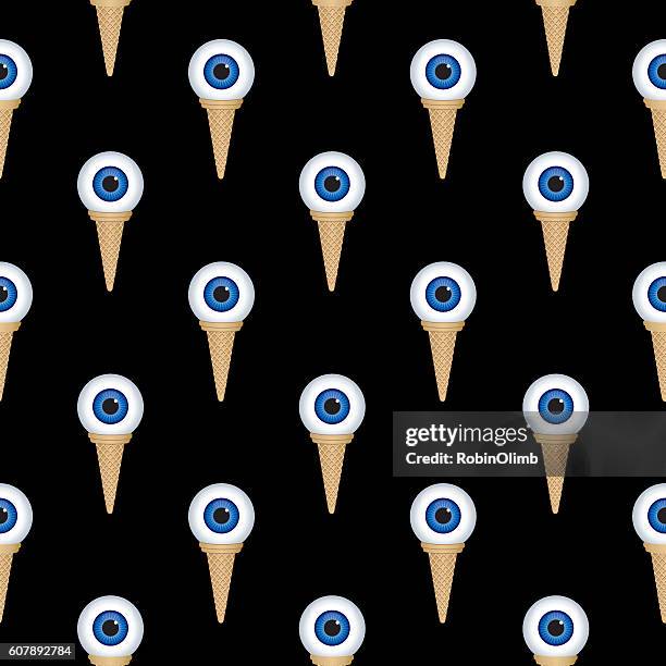 eye ball ice cream seamless pattern - group staring stock illustrations