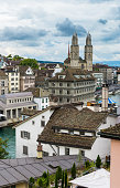 View of central Zurich from the Lindenhof hill,  Switzerland