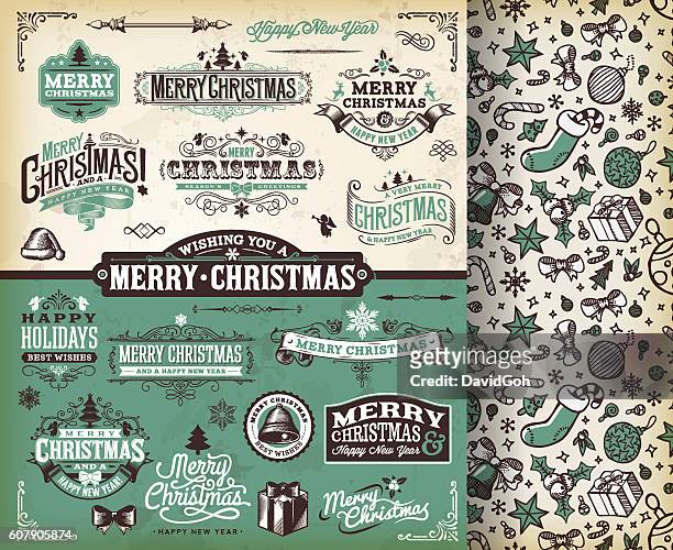 christmas labels & badges toolset - chinese lantern lily stock illustrations