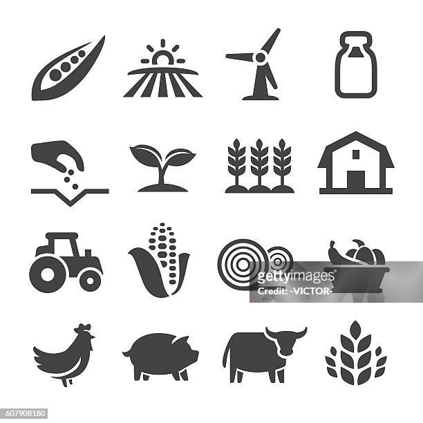 stockillustraties, clipart, cartoons en iconen met farming icons - acme series - gewas