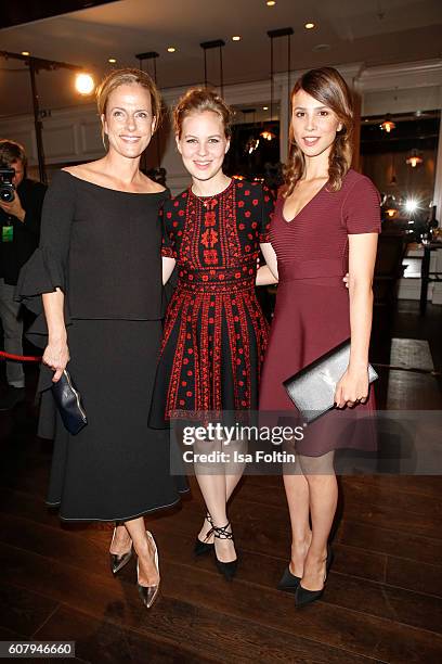 German actress Claudia Michelsen, german actress Alicia von Rittberg and german actress Aylin Tezel attend the First Steps Awards 2016 at Stage...