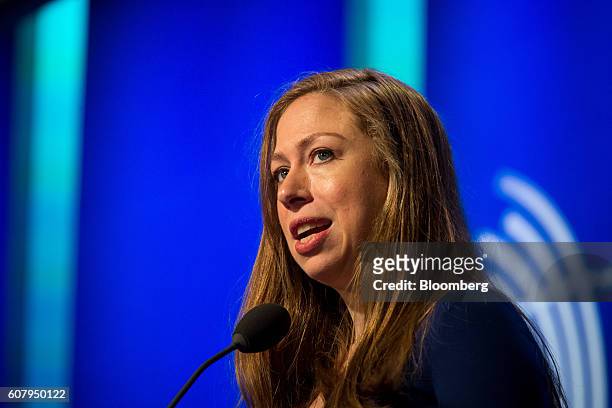 Chelsea Clinton, vice chairman of the Clinton Foundation, speaks during the annual meeting of the Clinton Global Initiative in New York, U.S., on...